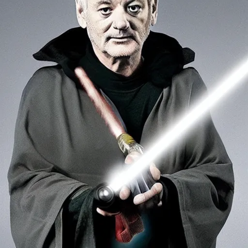 Prompt: bill murray as a jedi master