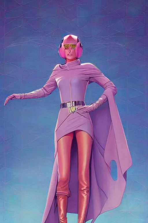 Image similar to 🧕🏽🛸, 8 0 s art deco, artstation, moebius + artgerm, hd,