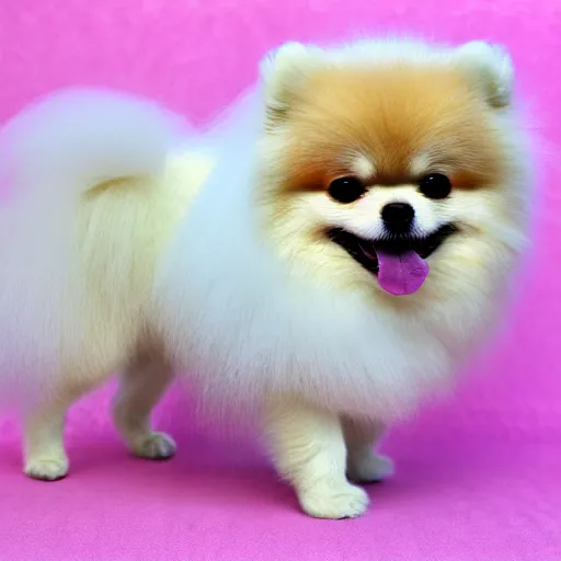 Image similar to photo of a pomeranian made of cotton candy