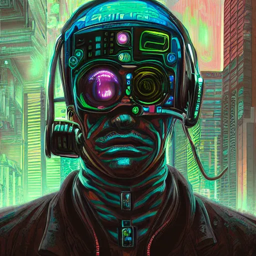 Image similar to digital portrait painting of a cyberpunk eldritch abomination by Dan Mumford, hyperdetailed, trending on Artstation