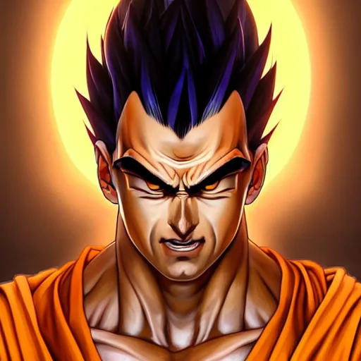 Image similar to symmetry!! intense portrait of sangoku ssj, intricate, elegant, highly detailed, my rendition, digital painting, artstation, concept art, smooth, sharp focus, illustration, art by artgerm and greg rutkowski and alphonse mucha