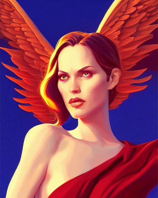 Image similar to 3 / 4 longshot of portrait of a beautiful powerful woman with wings, digital painting, artstation, concept art, smooth, sharp focus, illustration, disney tyle, symmetry face, fine details. art by alex ross, brittney lee