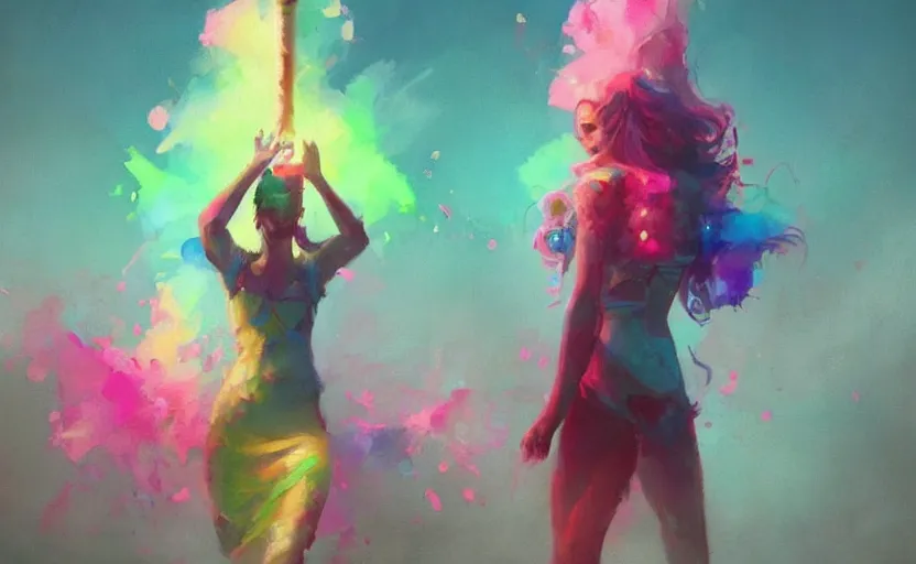 Image similar to A painting of Rainbow Milkshake trending on artstation in the style of Greg Rutkowski