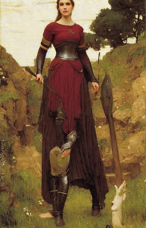 Image similar to kim wexler as a medieval knight by John William Waterhouse, William Adolphe Bouguereau