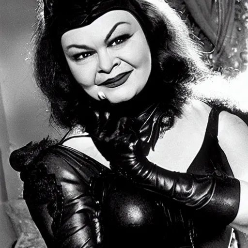 Image similar to roseanne barr as catwoman, movie still