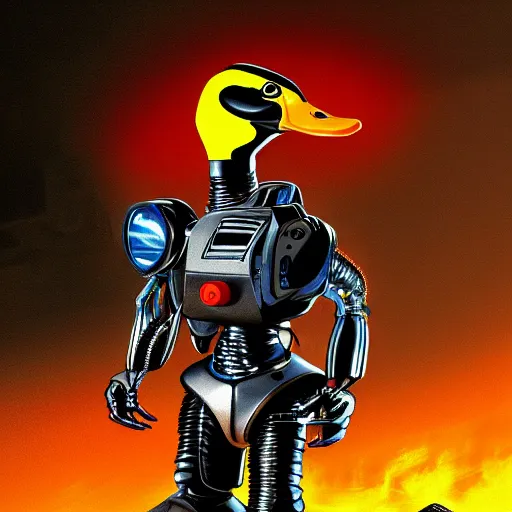 Prompt: terminator duck ultra 4k photorealistic detailed