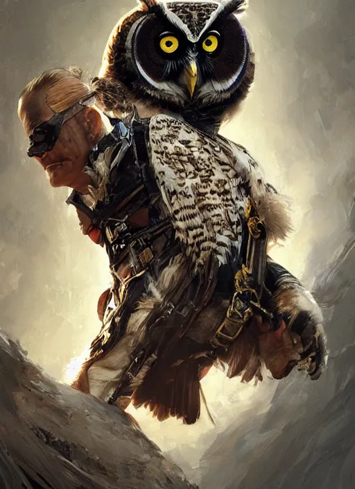 Image similar to Portrait or an owl dressed as the lone ranger, marvel comics, dark, intricate, highly detailed, smooth, artstation, digital illustration by Ruan Jia and Mandy Jurgens and Artgerm and Wayne Barlowe and Greg Rutkowski and Frank Frazetta