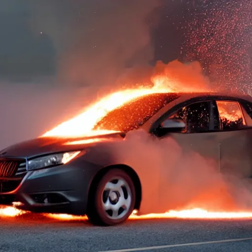 Image similar to photograph of a car right as it explodes, 1,000,000fps camera, 4k