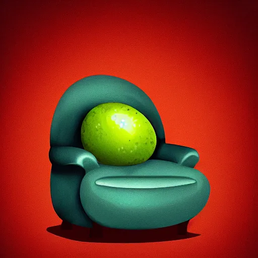 Image similar to digital painting of an armchair in the shape of an avocado cinematic lightning 4k award winning artstation