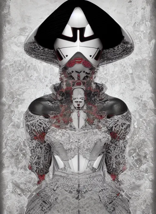 Prompt: portrait of a sensual cyberpunk geisha storm trooper, imari, modern fine art, fractal, in the style of ghosts in the shell, intricate ornaments, elegant, highly detailed, digital photography, subsurface scattering, by mc escher and greg rutkowski,