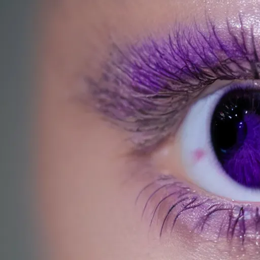 Prompt: close up photo of beautiful purple eye, no eyeshadow. 8k.