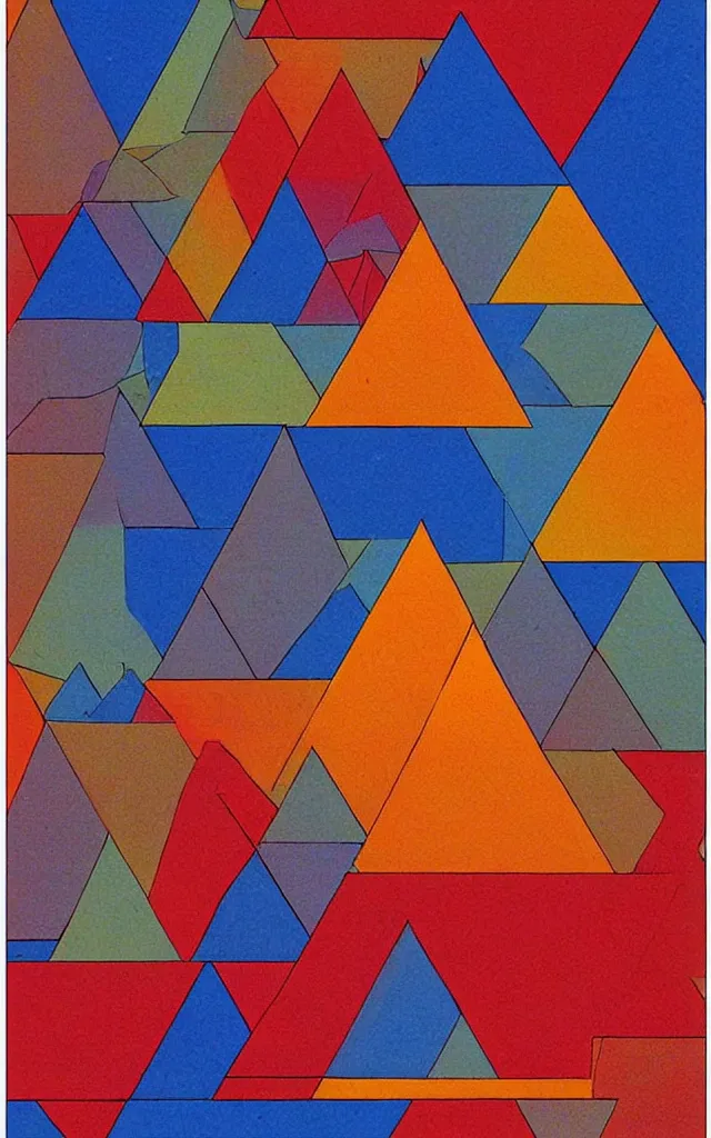 Image similar to triangles. retro art by jean giraud. gradients