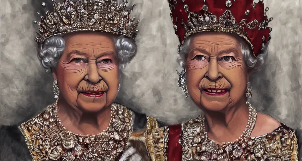 Prompt: the queen wearing a bakini, 4k, photorealistic, hyper detailed