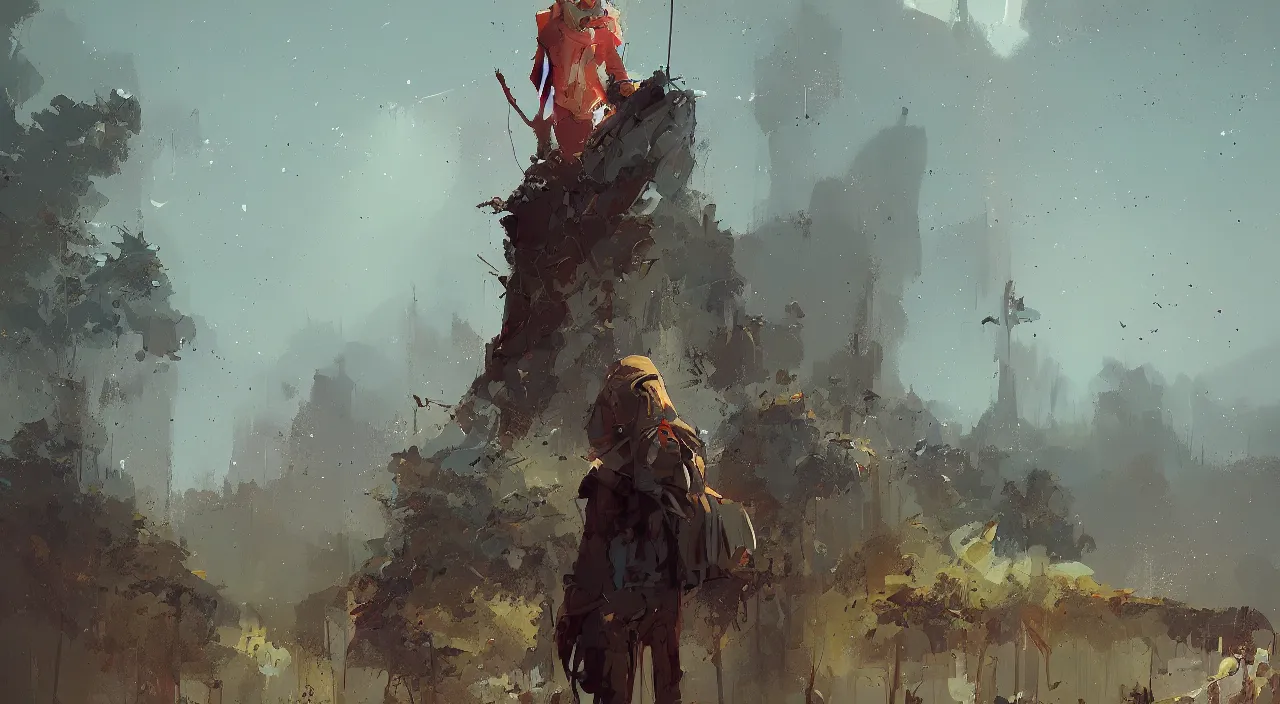 Image similar to a portrait of a character in a scenic environment by Ismail Inceoglu