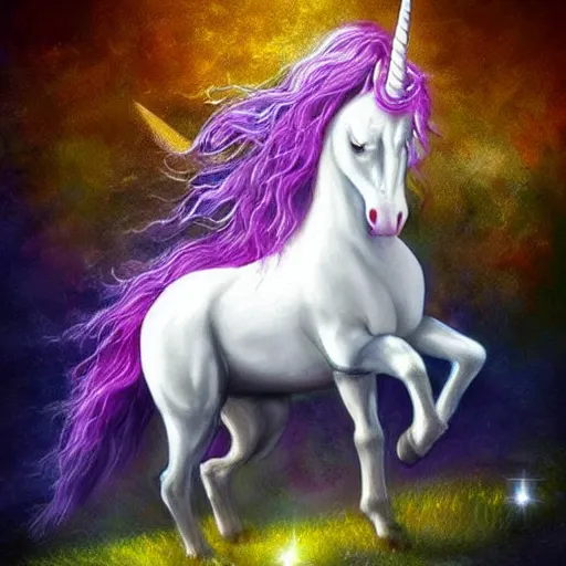 Image similar to a beautiful unicorn, fantasy art