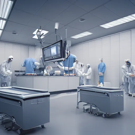 Prompt: organ transplants in an operating room with surgeons , photorealistic,by Wlop,4k resolution