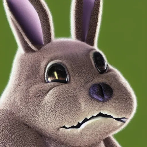 Prompt: horrifying big chungus watches you with massive, lifeless eyes