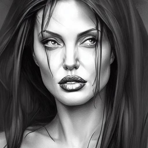 Image similar to full figure ultra realistic illustration, angelina jolie as batman, intricate, elegant, highly detailed, digital painting, artstation, concept art, smooth, sharp focus, illustration, art by artgerm and greg rutkowski and alphonse mucha