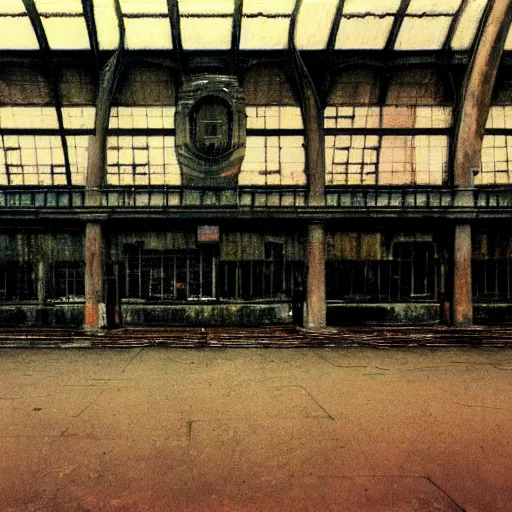 Image similar to Central Station. Vacant. Desolate. Zdzisaw Beksinski