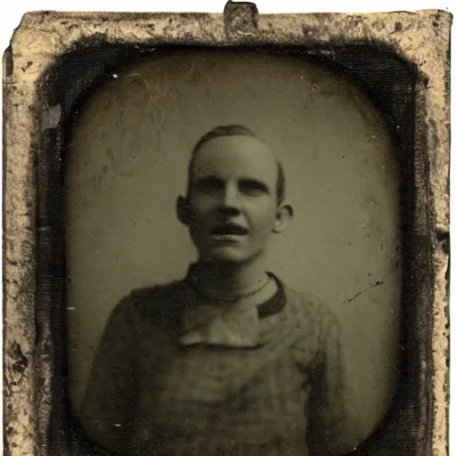 Prompt: tintype flash photo of a nightmare