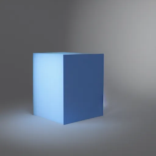 Image similar to blue cube, studio light, white backdrop, octane render