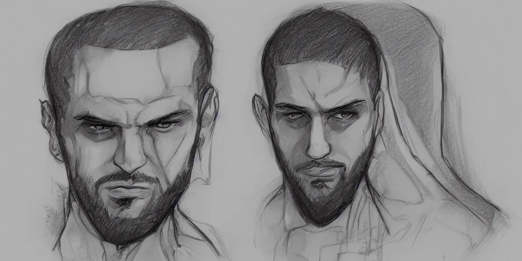 Prompt: Rasem Badran sketch