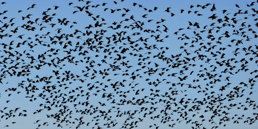 Prompt: thousands of birds in the sky