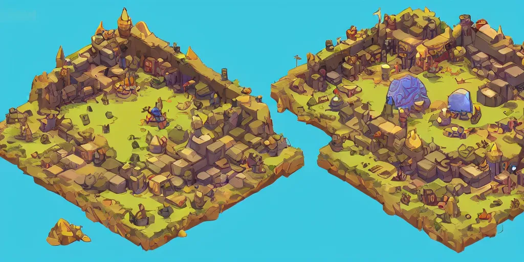 Image similar to A high detailed isometric vector art presenting an aerial view of a RPG room by dofus, Bastion, Transistor, pyre, hades, Patreon content, containing tables and walls, HD, straight lines, vector, grid, dnd map, map patreon, fantasy maps, foundry vtt, fantasy grounds, aerial view ,dungeondraft , tabletop, inkarnate, dugeondraft, roll20