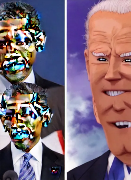 Prompt: : obama trump and biden as anime cartoon character design poke mon dragonball z