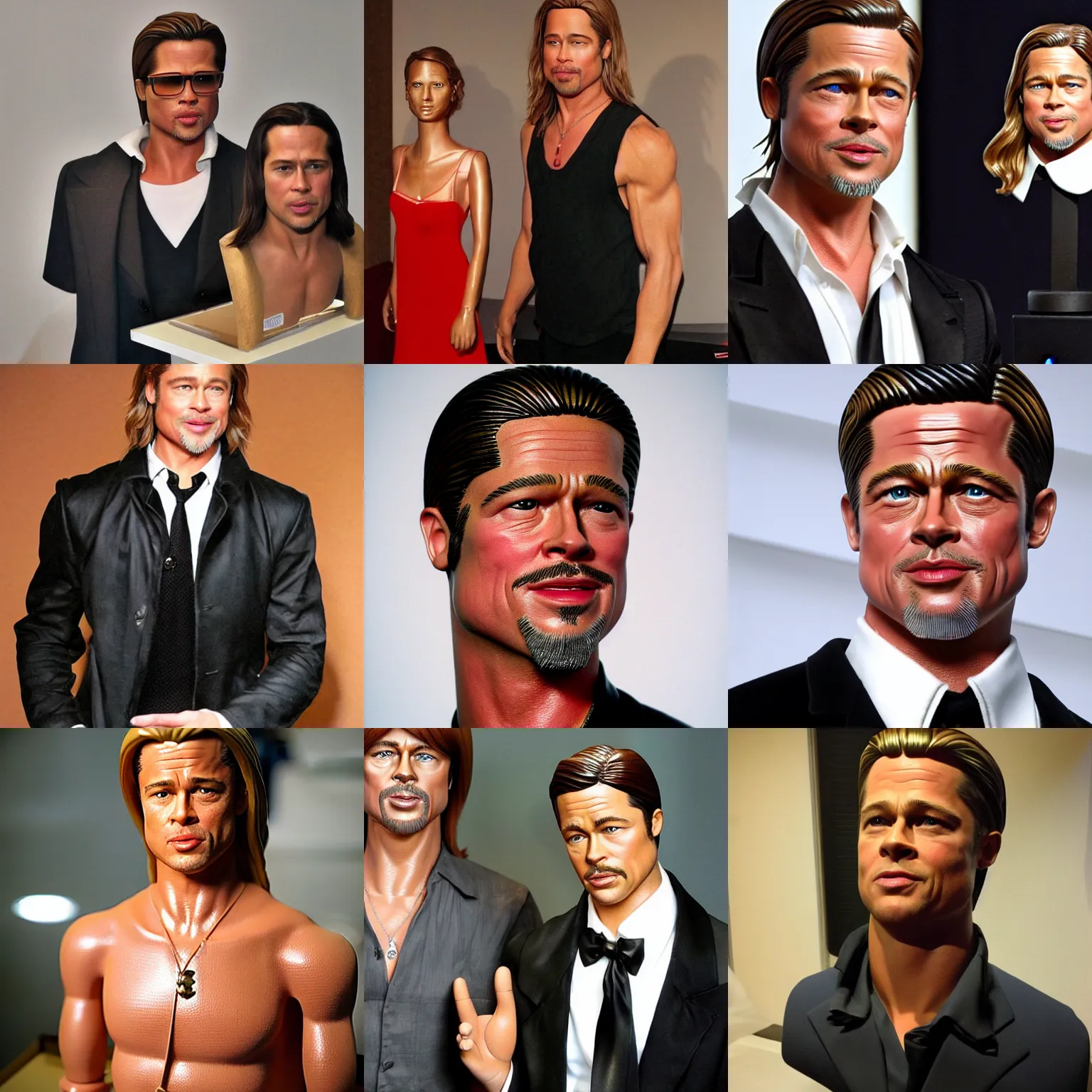 Prompt: brad pitt as a wax figure