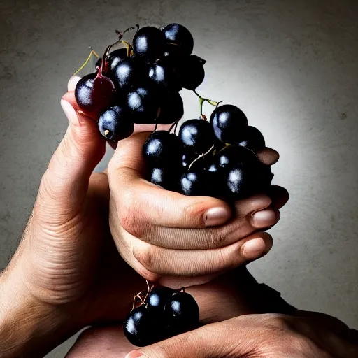 Prompt: a man eats black currants in a plate, hyper realistic, hyper detailed, cfg _ scale 1 2