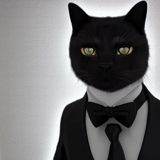 Prompt: photorealistic cat man wearing a tuxedo. hyperdetailed photorealism, 1 0 8 megapixels, cinematic lighting