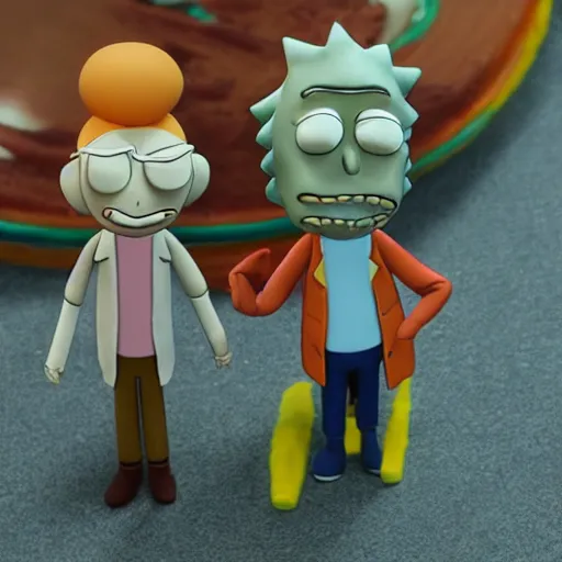 Image similar to Rick and Morty clay animation 4K quality