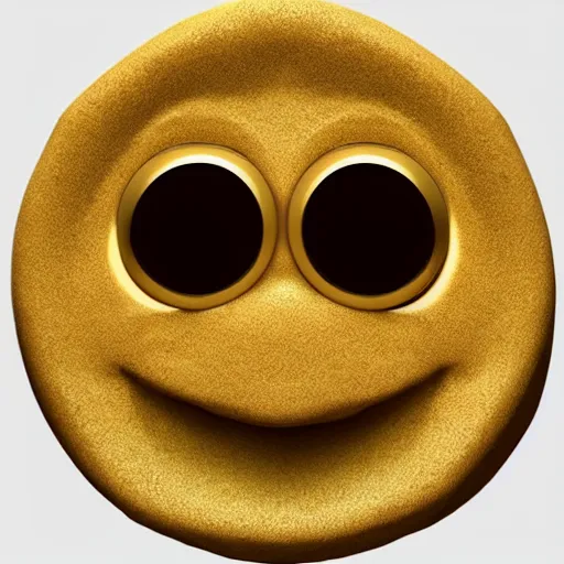 Image similar to luckys calls crypto logo golden cookie with big eyes, licking itself, big tongue, funny character from pixar, detailed 3d render, rim light