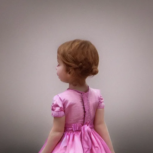 Image similar to beautiful pink little girl, profile picture, vintage fashion, highly detailed, reflection, realistic, hd