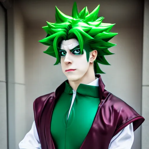 Image similar to cosplay of noriaki kakyoin from jojo's bizarre adventure, photograph, hd, 4 k