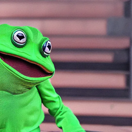 Image similar to pepe green frog costume