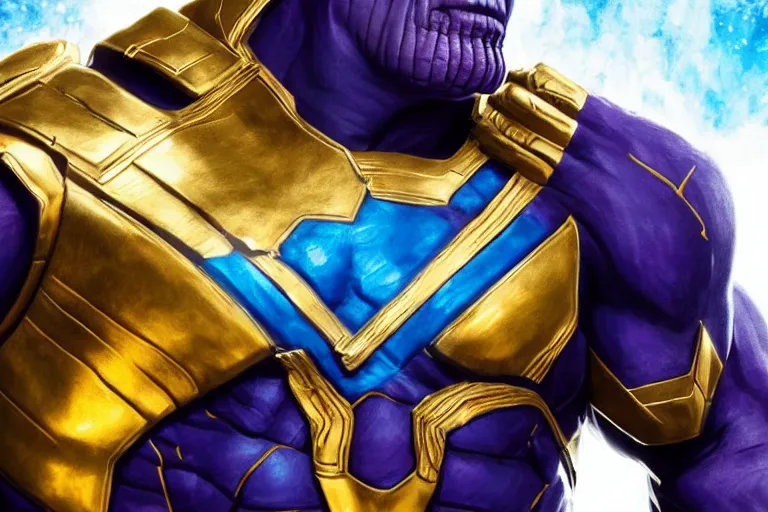 MCU Thanos wearing blue and gold armor grimacing while | Stable ...