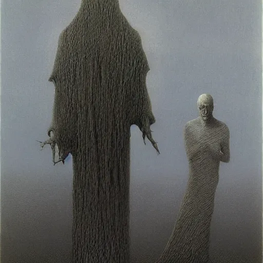 Prompt: The Collector by Zdzisław Beksiński.