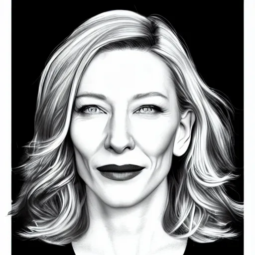 Image similar to xray of cate blanchett, clear shapes, 8k, realistic shading