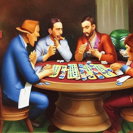 Prompt: bananas playing poker