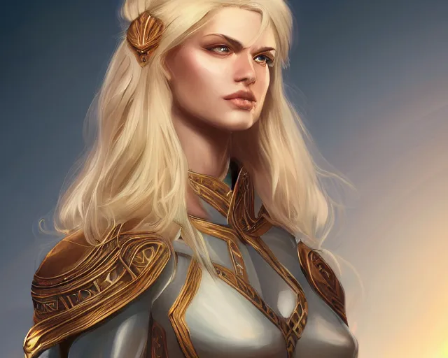 Image similar to A blonde emerald warrior, HD, illustration, epic, fantasy, intricate, elegant, amazing detail, digital painting, artstation, concept art, smooth, sharp focus, illustration, art by Frank Neidhardt