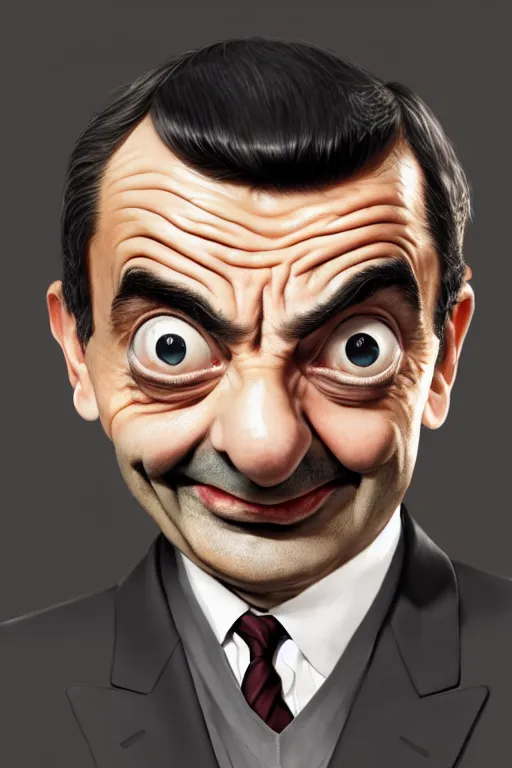 Image similar to funny mr bean, manga cover art, detailed color portrait, artstation trending, 8 k, greg rutkowski