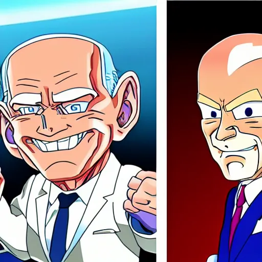 Image similar to : president biden and freeza, anime cartoonstyle, dragonball z