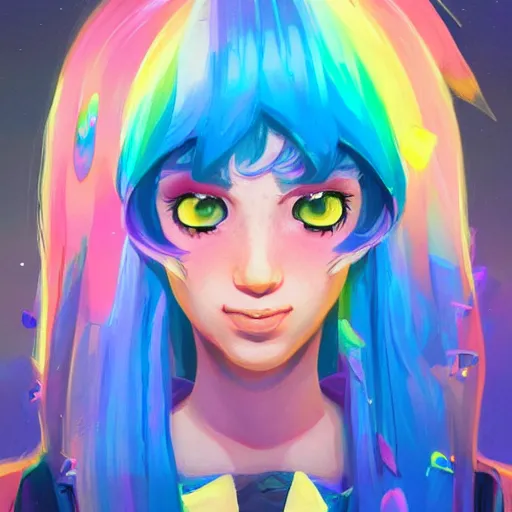 Image similar to painted portrait of a rainbow brite, fantastically pastel colors, octane render, matte painting concept art, official fanart behance hd artstation by jesper elsing, by rhads and makoto shinkai and lois van baarle and ilya kuvshinov and rossdraws