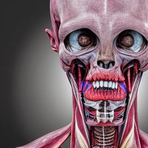 Image similar to medical anatomical study of an alien, photography,