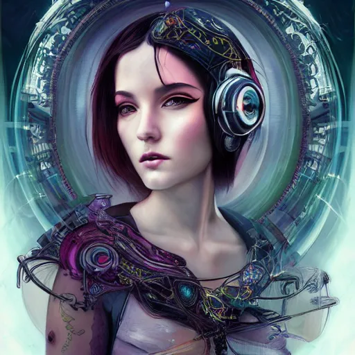 Image similar to an art nouveau, ( cyberpunk ), multi - racial portrait in the style of anna dittmann and charlie bowater and chanthara. very large, clear, expressive, and intelligent eyes. centered, ultrasharp focus, dramatic lighting, photorealistic digital matte painting, intricate symmetrical ultra detailed background.