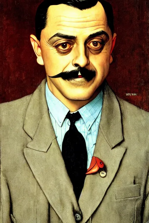 Image similar to portrait of gomez addams from the addams family painted by norman rockwell