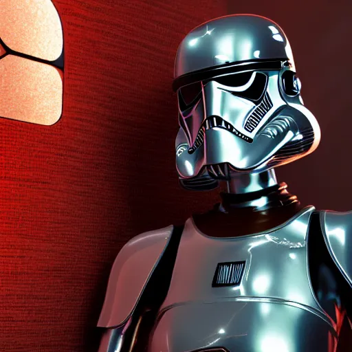 Image similar to star warsl inspired avant-garde art, deco fashion, highly detailed, photorealistic portrait, bright studio setting, studio lighting, crisp quality and light reflections, unreal engine 5 quality render