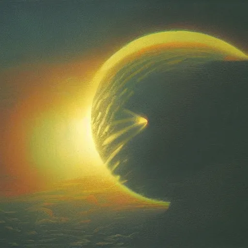 Image similar to sun collapsing moon on fire by david a. hardy